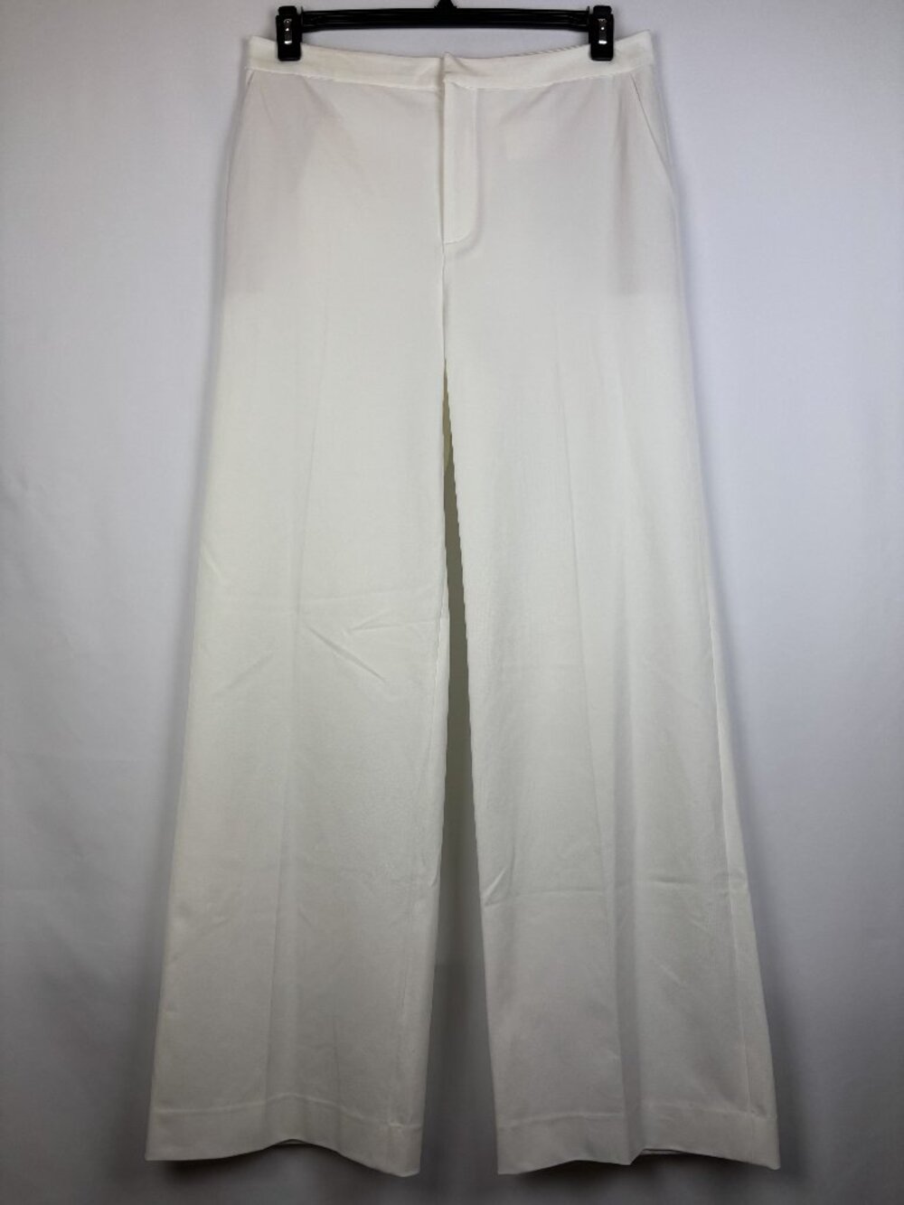 10 L'Agence Livvy Trousers White Wide Straight Leg Pants Pleated Timeless Classy